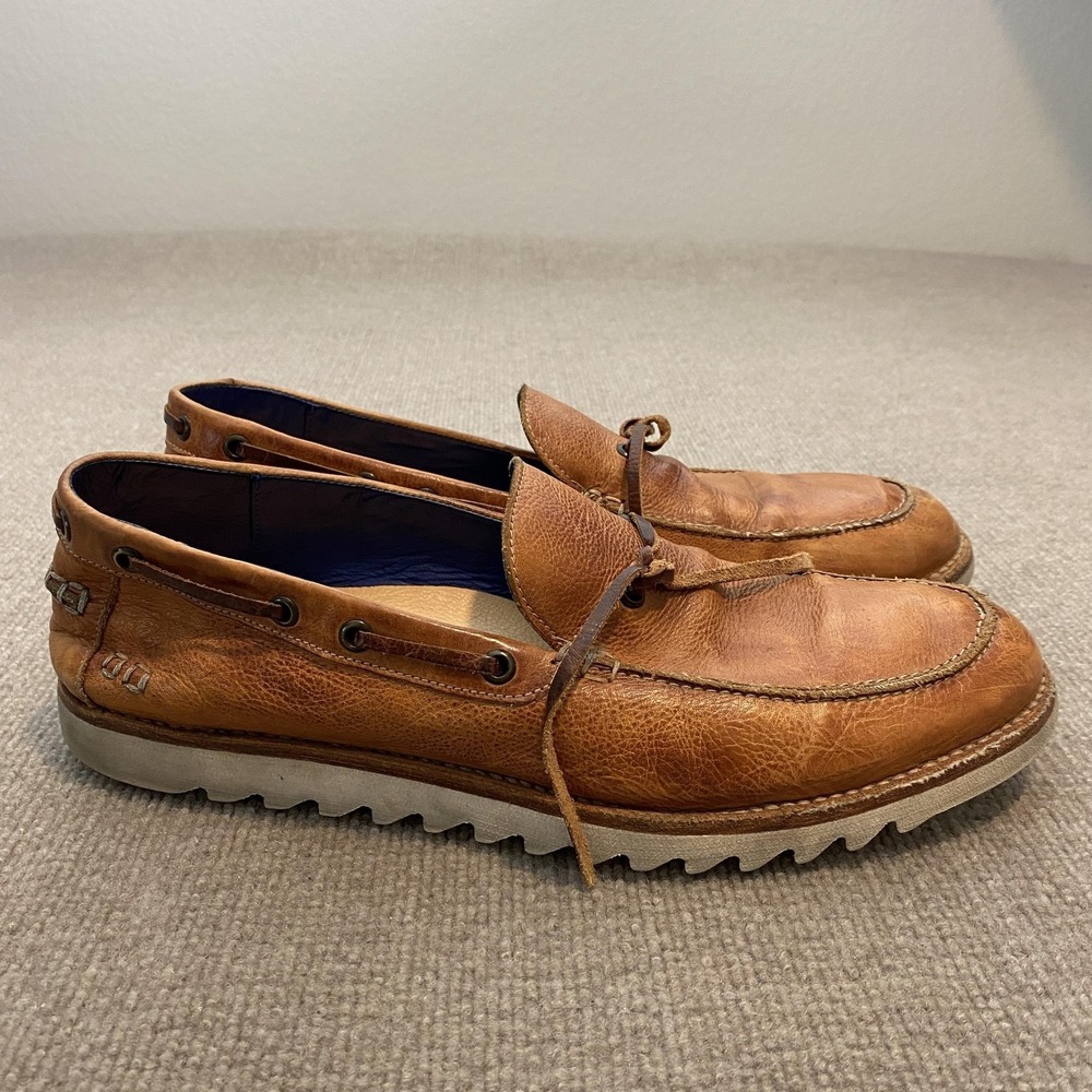 Bed Stu Cobbler Boat Shoes Mens Size 13 Brown Leather Casual Lightweight Comfort